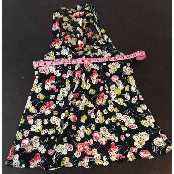 Anthropologie Ric Rac Black Floral Print Racerback Tank Top - Size Medium - Picture 3 of 8